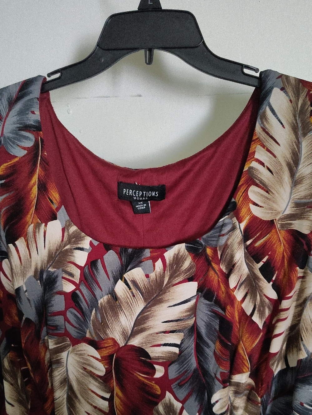 Perceptions Woman Burgundy V-Neck Blouse